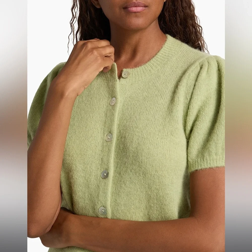 NWT DÔEN Anisa Alpaca-Blend Puff-Sleeve Cardigan - Picture 7 of 14